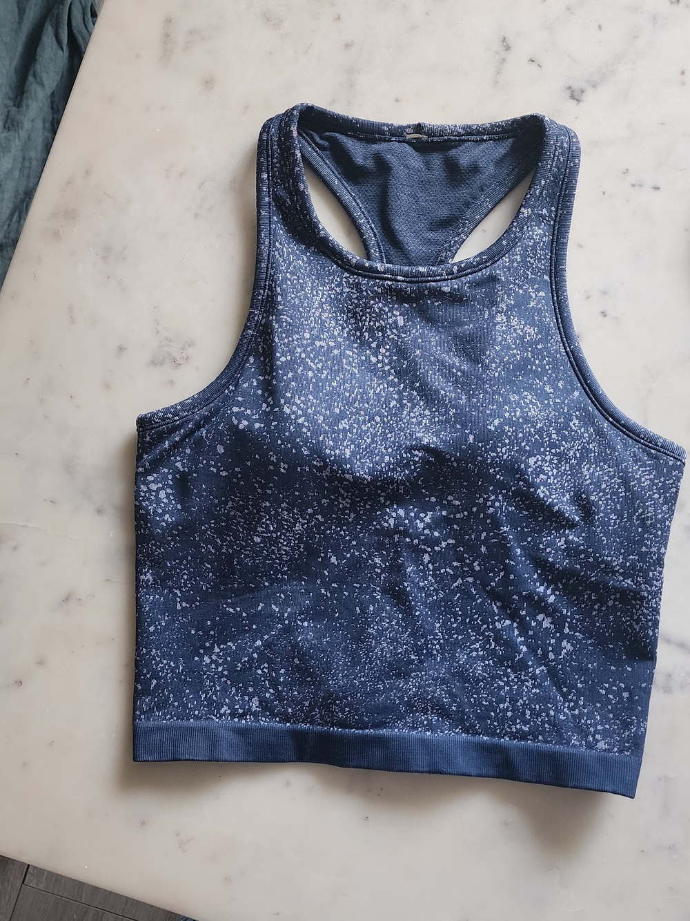 Women's Navy Speckled Racerback Crop Tank